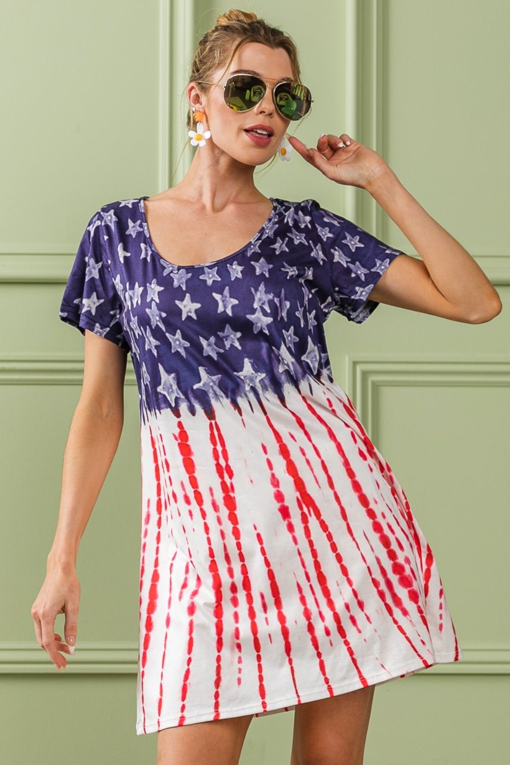 BiBi American Flag Theme Tee Dress - Dashno's Daily Blessings BoutiqueDresses