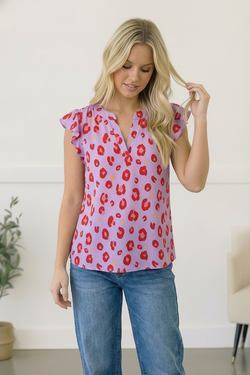 Wild Berry Ruffles Blouse
