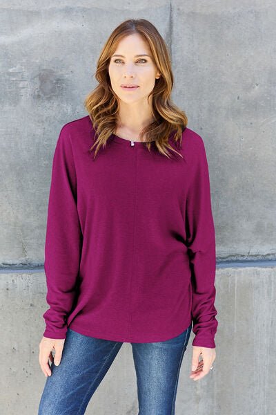 Double Take Full Size Round Neck Long Sleeve T-Shirt - Dashno's Daily Blessings Boutique