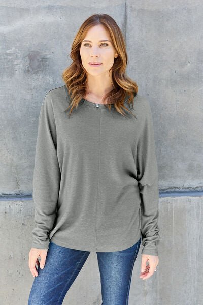 Double Take Full Size Round Neck Long Sleeve T-Shirt - Dashno's Daily Blessings Boutique
