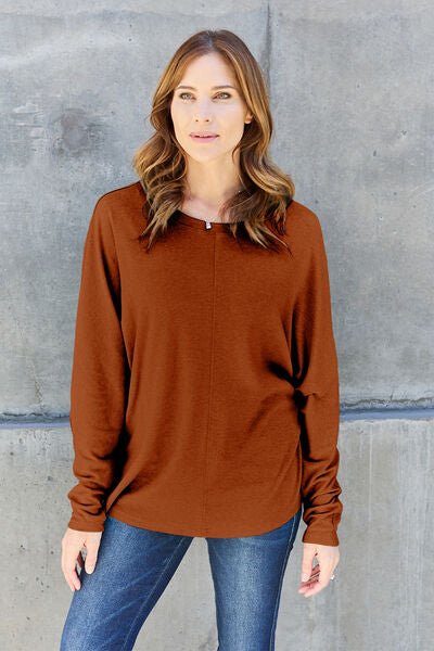 Double Take Full Size Round Neck Long Sleeve T-Shirt - Dashno's Daily Blessings Boutique