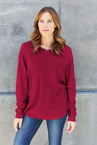 Double Take Full Size Round Neck Long Sleeve T-Shirt - Dashno's Daily Blessings Boutique