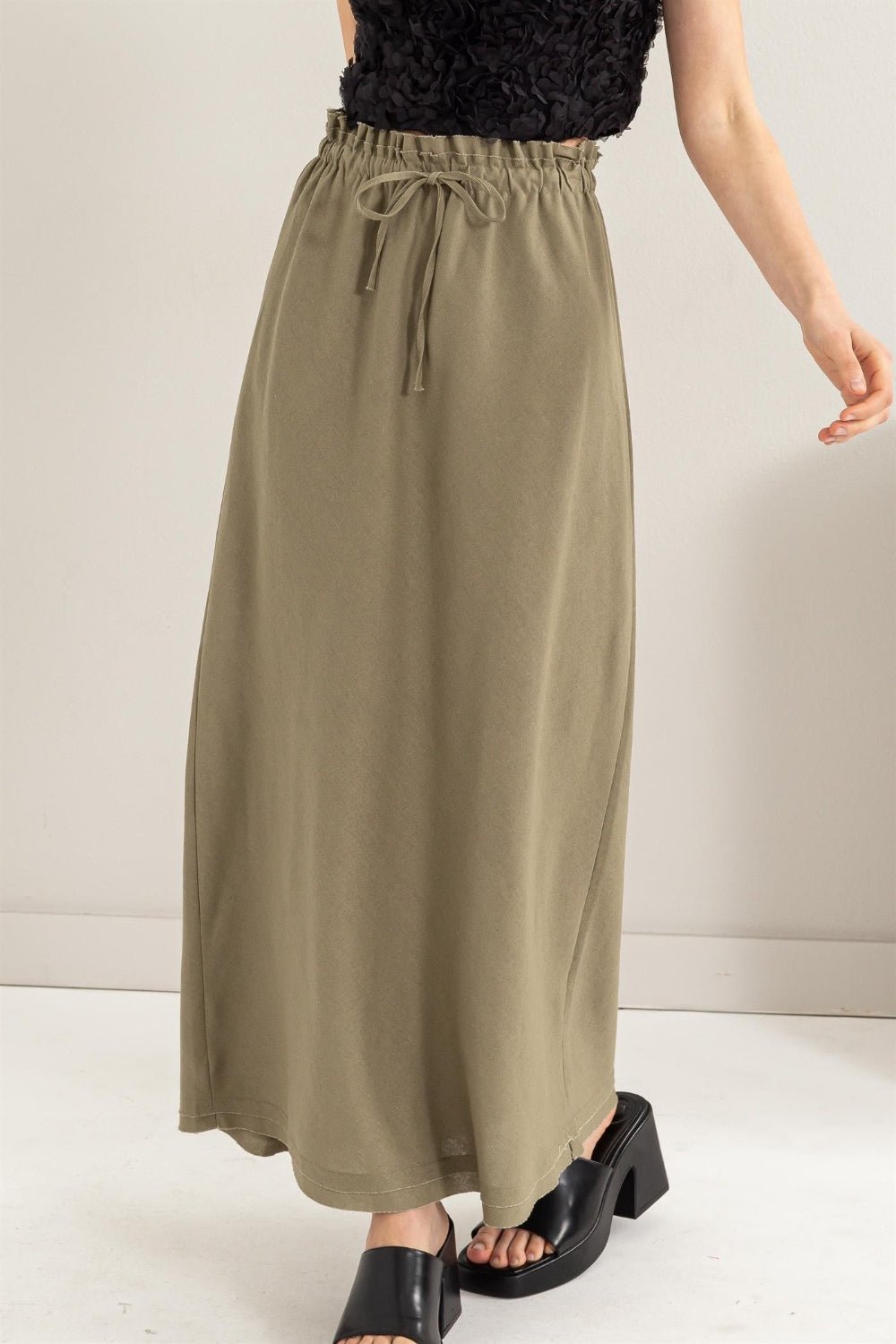 HYFVE Drawstring Washed Linen Maxi Skirt - Dashno's Daily Blessings BoutiqueSkirt