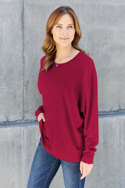 Double Take Full Size Round Neck Long Sleeve T-Shirt - Dashno's Daily Blessings Boutique
