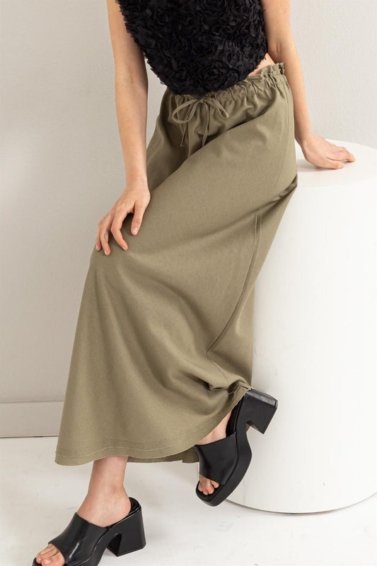 HYFVE Drawstring Washed Linen Maxi Skirt - Dashno's Daily Blessings BoutiqueSkirt