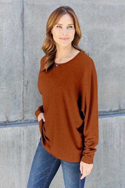 Double Take Full Size Round Neck Long Sleeve T-Shirt - Dashno's Daily Blessings Boutique