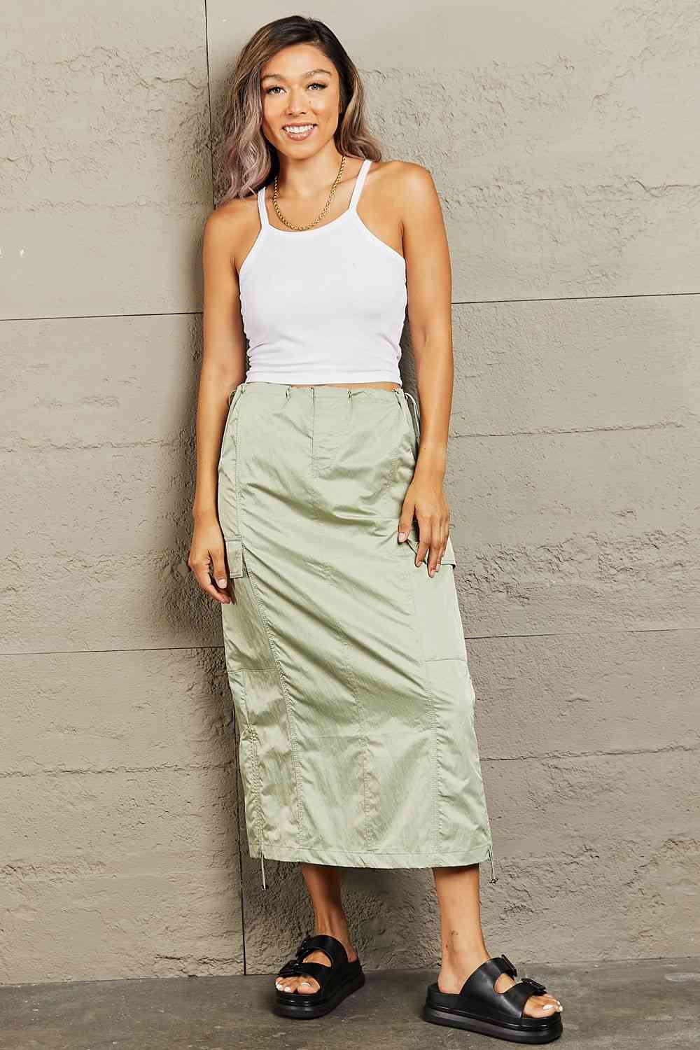 HYFVE Just In Time High Waisted Cargo Midi Skirt - Dashno's Daily Blessings Boutique