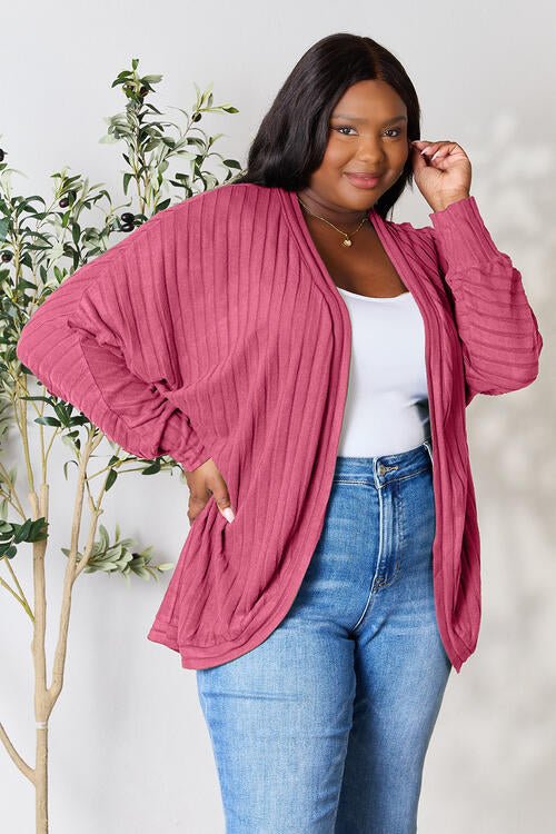 Basic Bae Full Size Ribbed Cocoon Cardigan - Dashno's Daily Blessings Boutique