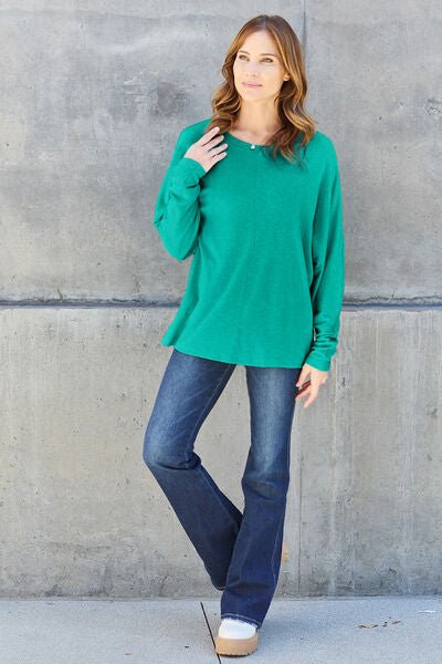 Double Take Full Size Round Neck Long Sleeve T-Shirt - Dashno's Daily Blessings Boutique