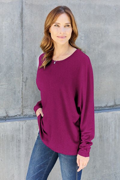 Double Take Full Size Round Neck Long Sleeve T-Shirt - Dashno's Daily Blessings Boutique
