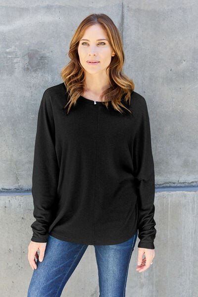 Double Take Full Size Round Neck Long Sleeve T-Shirt - Dashno's Daily Blessings Boutique