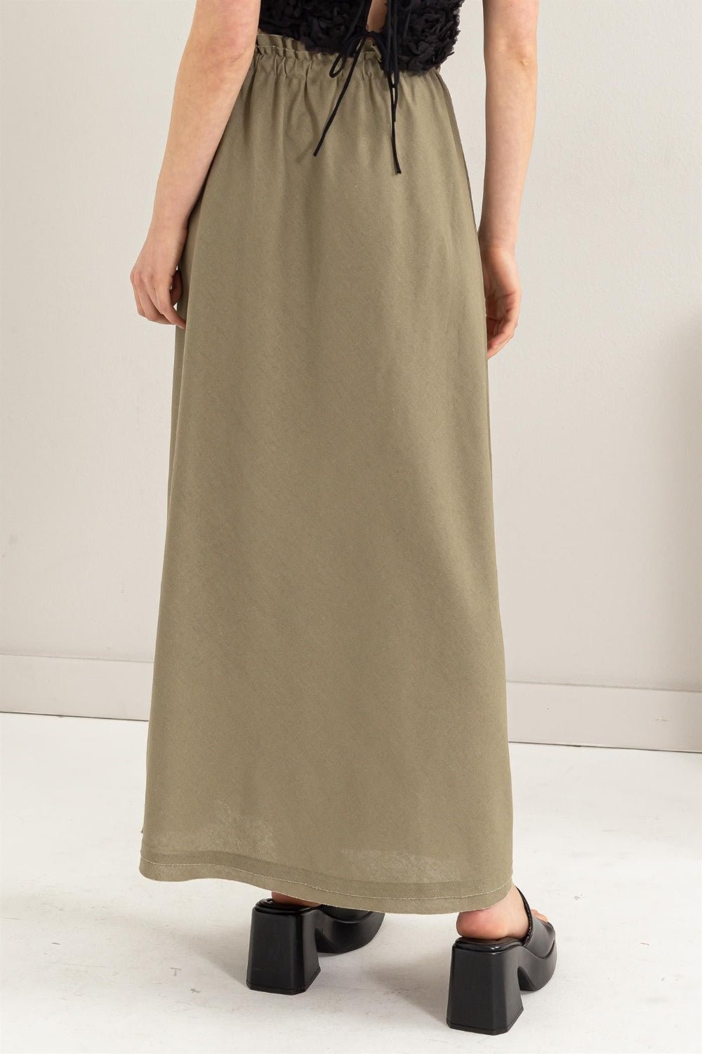 HYFVE Drawstring Washed Linen Maxi Skirt - Dashno's Daily Blessings BoutiqueSkirt