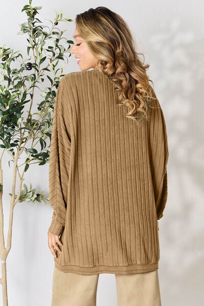 Basic Bae Full Size Ribbed Cocoon Cardigan - Dashno's Daily Blessings Boutique