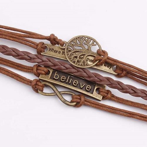 Alloy PU Leather Rope Bracelet - Dashno's Daily Blessings Boutique