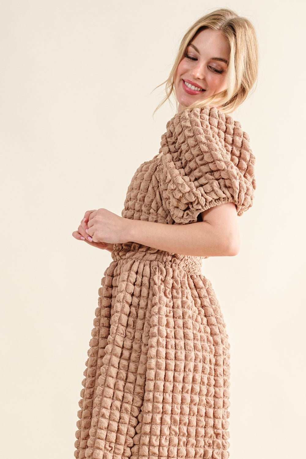 And The Why Full Size Square Neck Puff Sleeve Dress - Dashno's Daily Blessings BoutiqueDresses