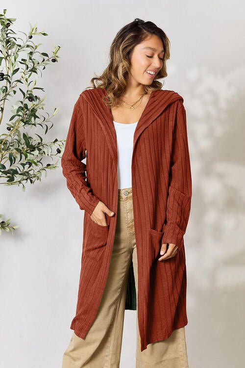 Basic Bae Full Size Hooded Sweater Cardigan - Dashno's Daily Blessings Boutique