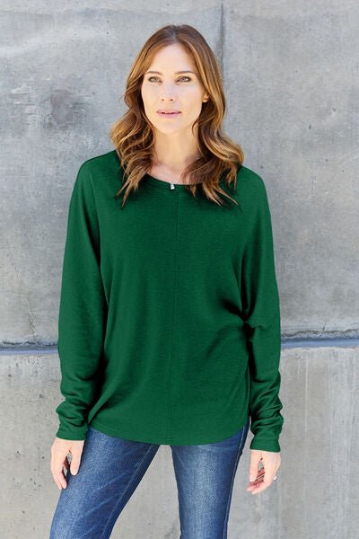 Double Take Full Size Round Neck Long Sleeve T-Shirt - Dashno's Daily Blessings Boutique