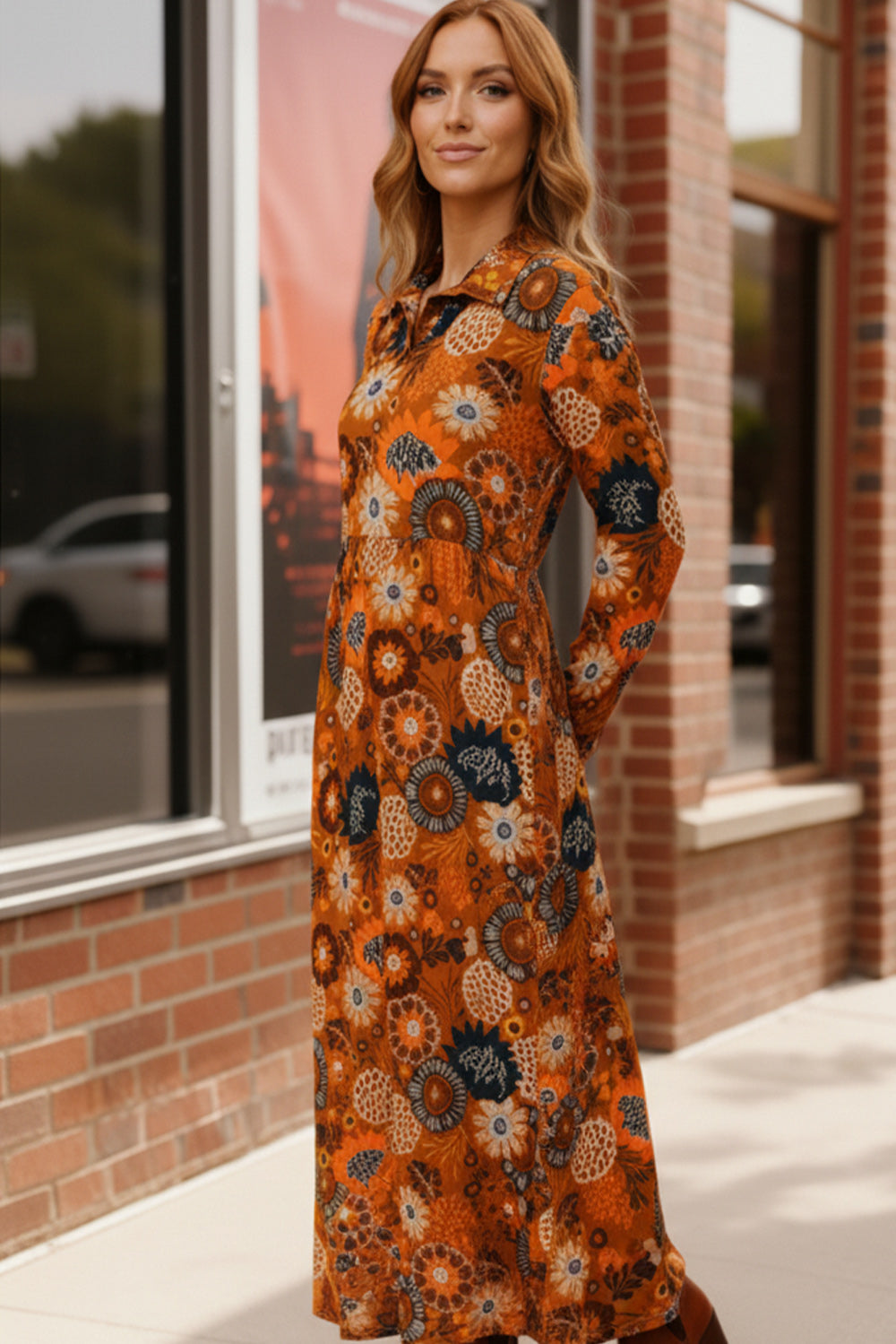 Groovy Garden Rust Maxi Dress