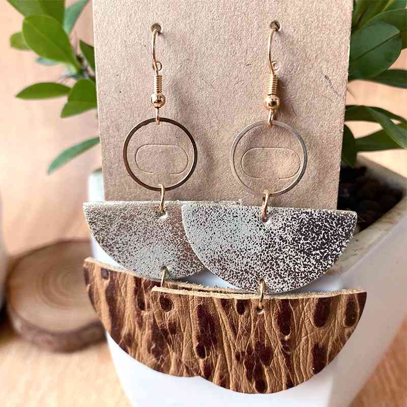 PU Semicircle Drop Earrings - Dashno's Daily Blessings Boutique
