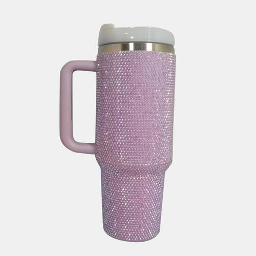 Rhinestone Stainless Steel Tumbler with Straw - Dashno's Daily Blessings Boutique