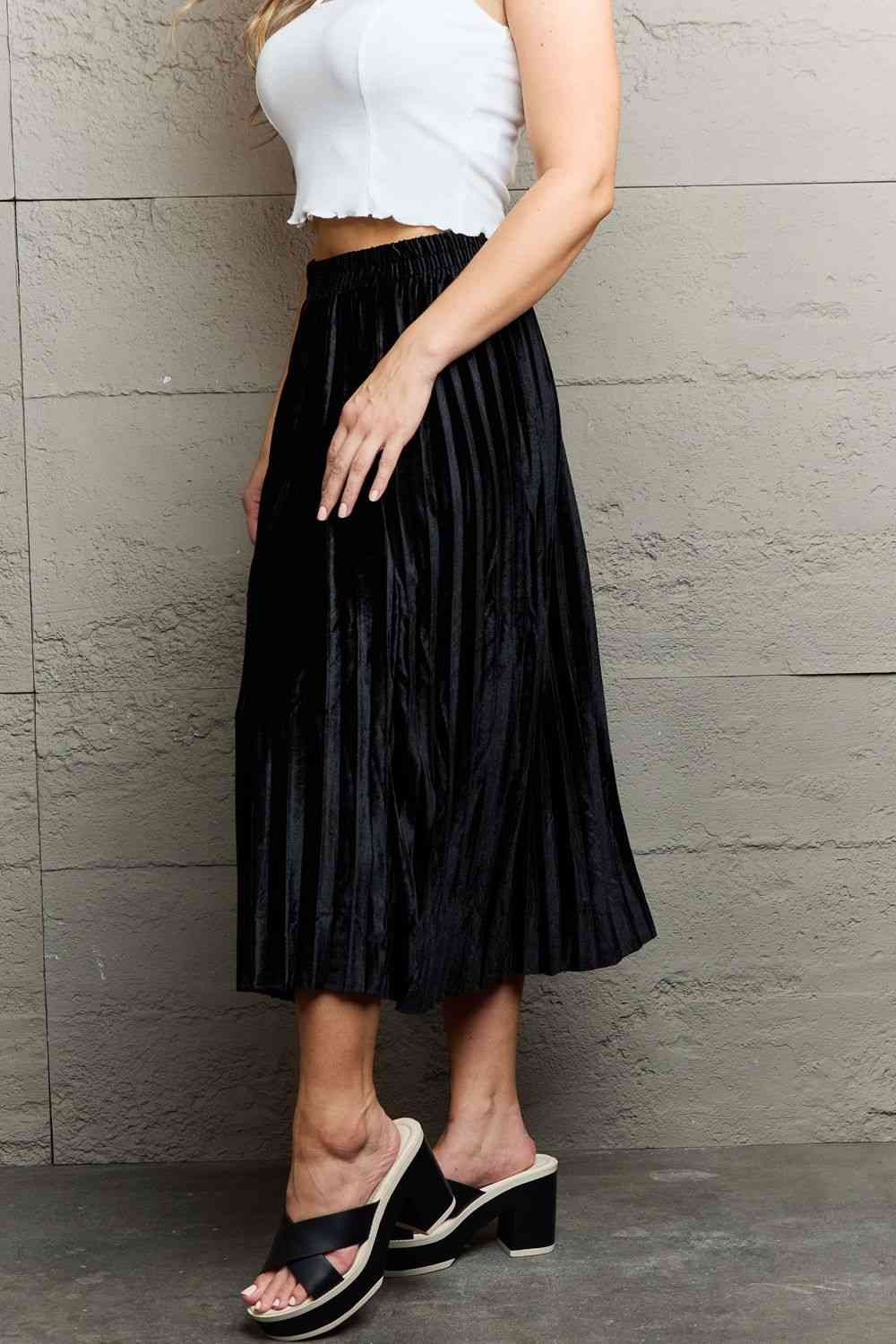 Ninexis Accordion Pleated Flowy Midi Skirt - Dashno's Daily Blessings Boutique