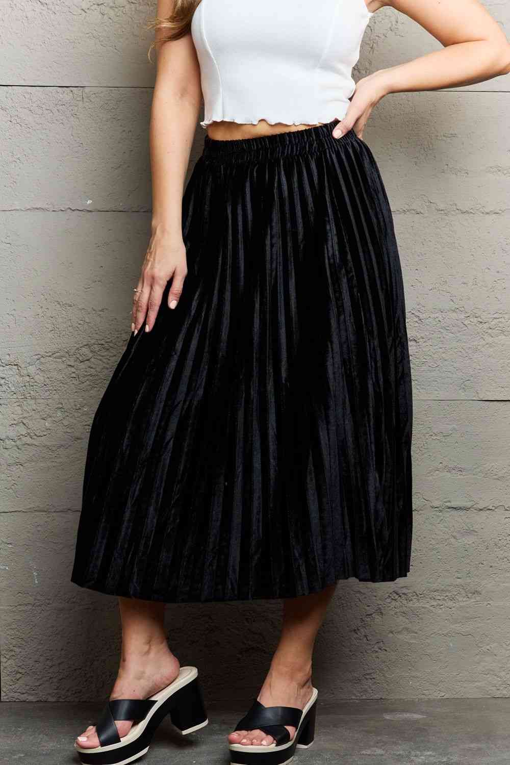 Ninexis Accordion Pleated Flowy Midi Skirt - Dashno's Daily Blessings Boutique