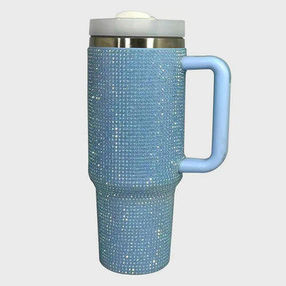 Rhinestone Stainless Steel Tumbler with Straw - Dashno's Daily Blessings Boutique