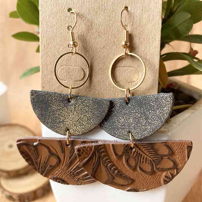 PU Semicircle Drop Earrings - Dashno's Daily Blessings Boutique