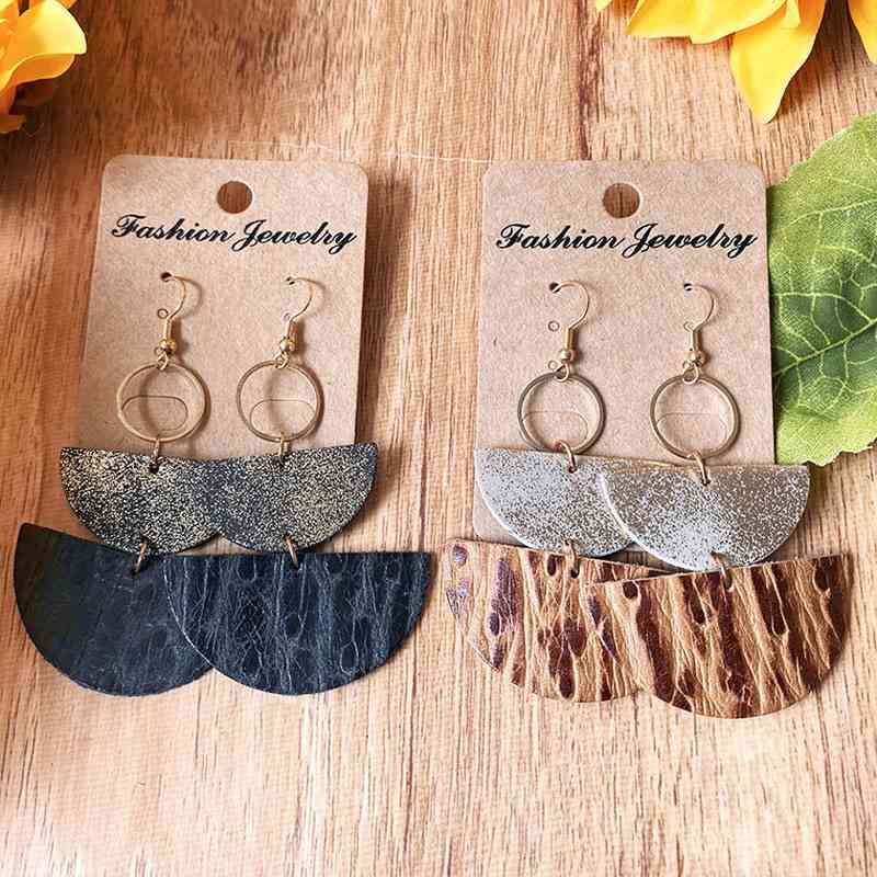 PU Semicircle Drop Earrings - Dashno's Daily Blessings Boutique