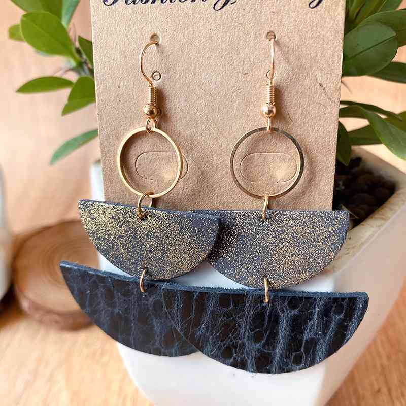 PU Semicircle Drop Earrings - Dashno's Daily Blessings Boutique